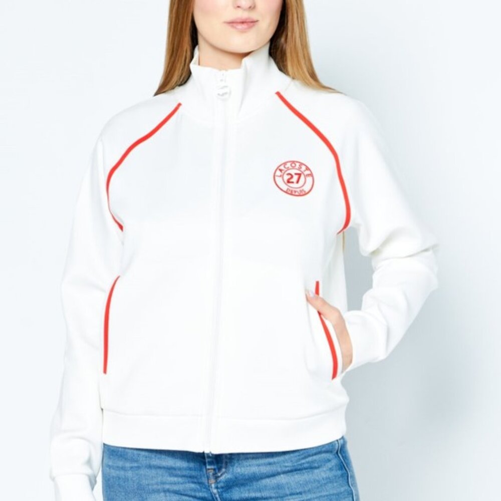 Lacoste Stand-Up Collar Vintage Style Full Zip Sweatshirt